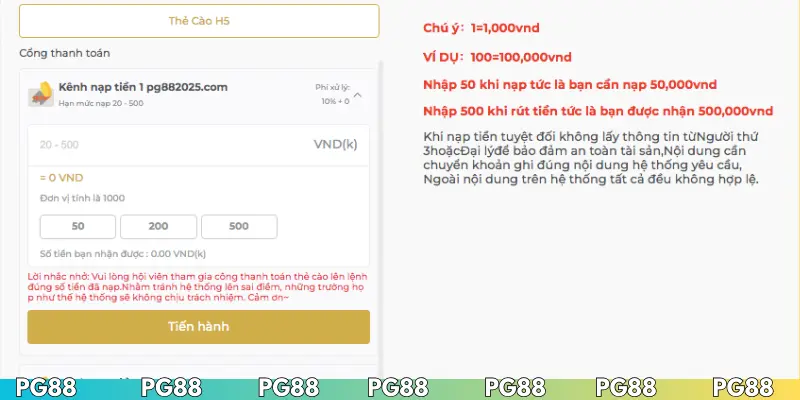 Hướng dẫn gửi tiền bằng thẻ cào